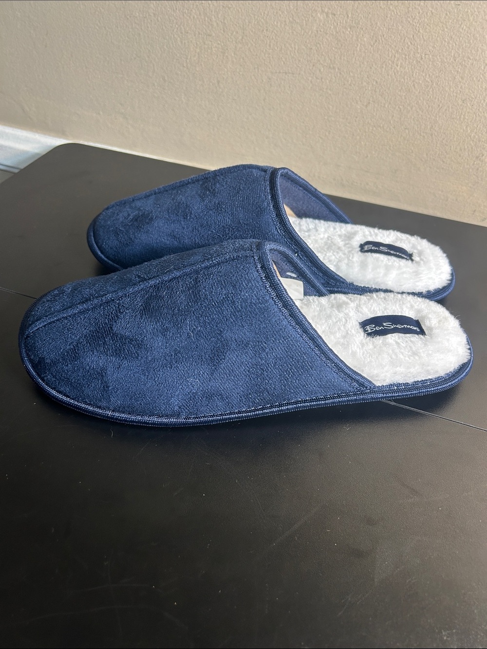 Ben Sherman Navy Plush Lined Slide Slippers Size 44 US 10 in Men’s.